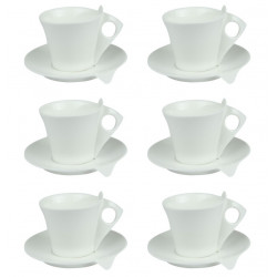 Coffret de 6 tasses porcelaine 10 cl avec sous tasses libra